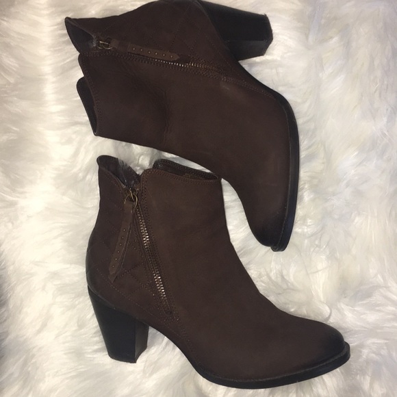 Quad Comfort Shoes - Quad Comfort, Brown Leather Heeled Booties, 3”